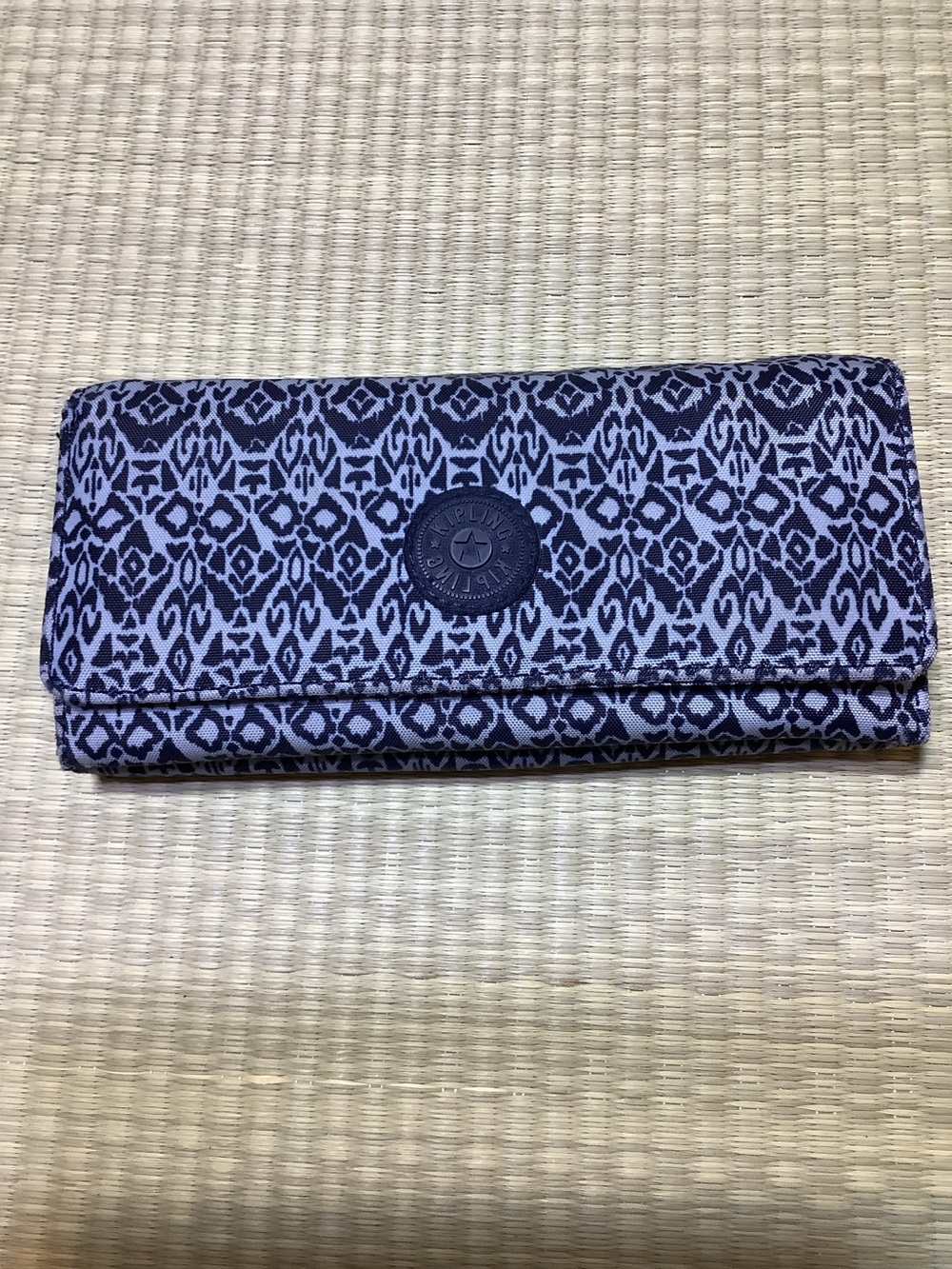 Kipling Navy and Light Blue Patterned Fold-Over Wallet Multiple Compartments